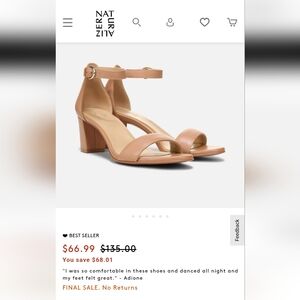 Naturalizer Vera Heeled Sandals Size 10 W